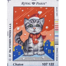 Canevas à broder 22 x 30 cm marque ROYAL PARIS thème CHAT le chaton