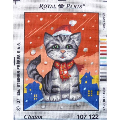 Canevas à broder 22 x 30 cm marque ROYAL PARIS thème CHAT le chaton