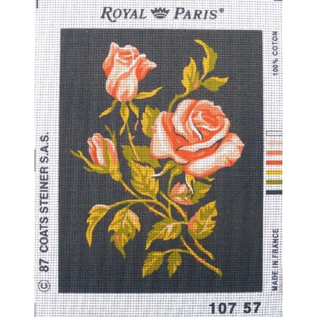 Canevas à broder 22 x 30 cm marque ROYAL PARIS thème FLEURS les roses