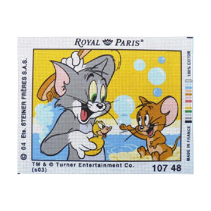 Canevas à broder 22 x 30 cm marque ROYAL PARIS thème DISNEY Tom et Jerry