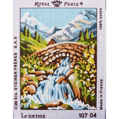 Canevas à broder 22 x 30 cm marque ROYAL PARIS thème NATURE le torrent