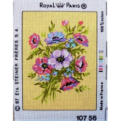 Canevas à broder 22 x 30 cm marque ROYAL PARIS thème FLEURS le bouquet