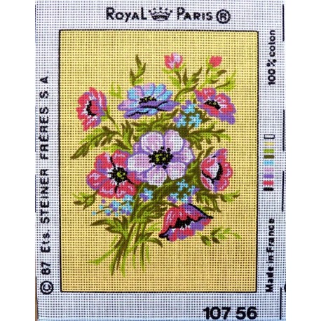 Canevas à broder 22 x 30 cm marque ROYAL PARIS thème FLEURS le bouquet