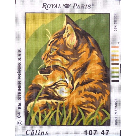 Canevas à broder 22 x 30 cm marque ROYAL PARIS thème ANIMAUX calins