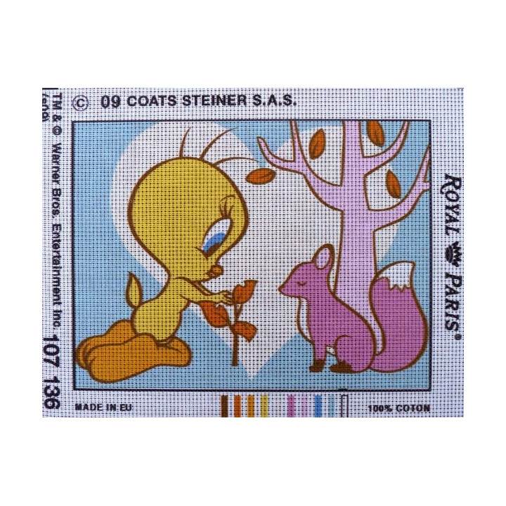 Canevas à broder 22 x 30 cm marque ROYAL PARIS thème WARNER BROS TITI