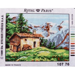 Canevas à broder 22 x 30 cm marque ROYAL PARIS thème NATURE le chalet à la montagne