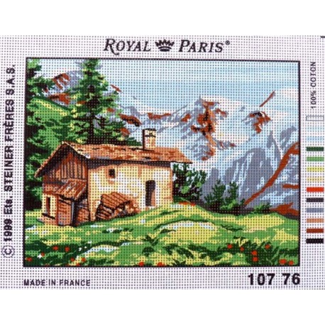 Canevas à broder 22 x 30 cm marque ROYAL PARIS thème NATURE le chalet à la montagne
