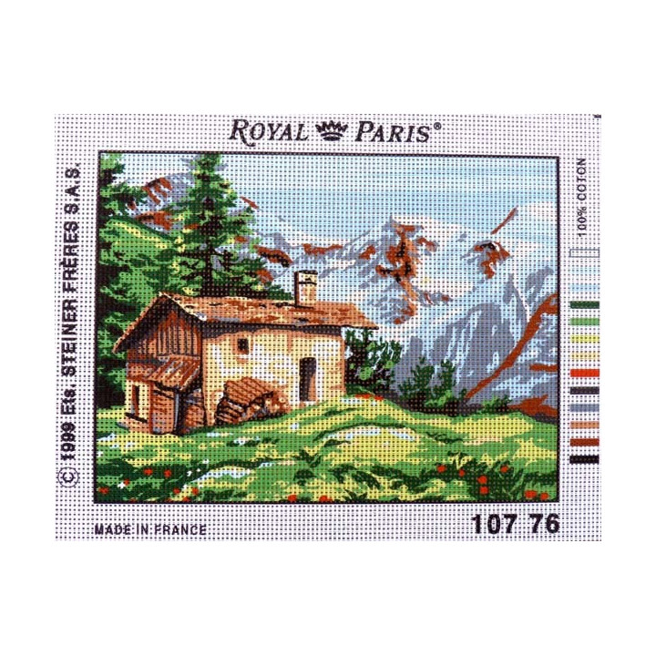 Canevas à broder 22 x 30 cm marque ROYAL PARIS thème NATURE le chalet à la montagne
