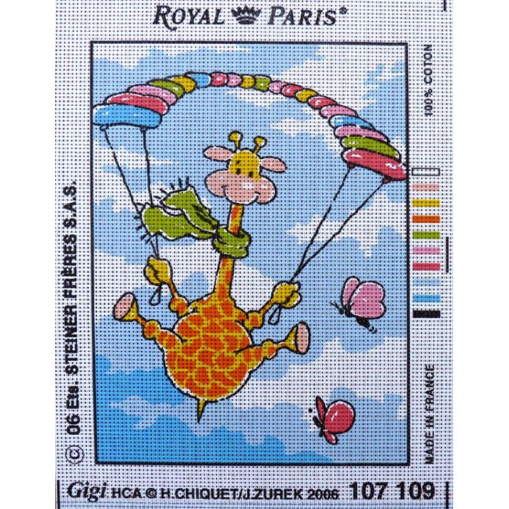Canevas à broder 22 x 30 cm marque ROYAL PARIS thème GIRAFE Gigi
