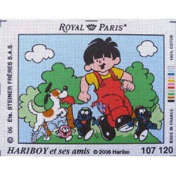 Canevas à broder 22 x 30 cm marque ROYAL PARIS thème HARIBOY ET SES AMIS