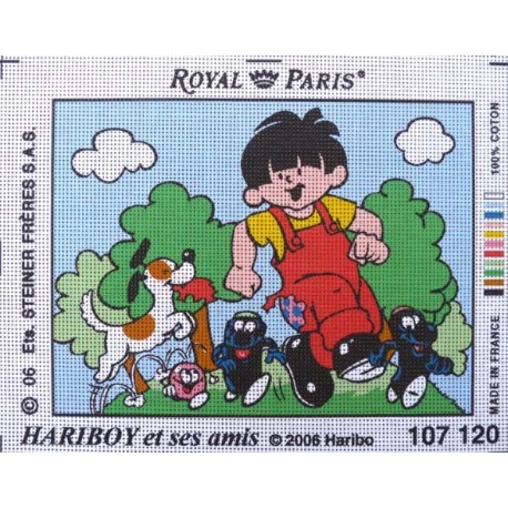 Canevas à broder 22 x 30 cm marque ROYAL PARIS thème HARIBOY ET SES AMIS