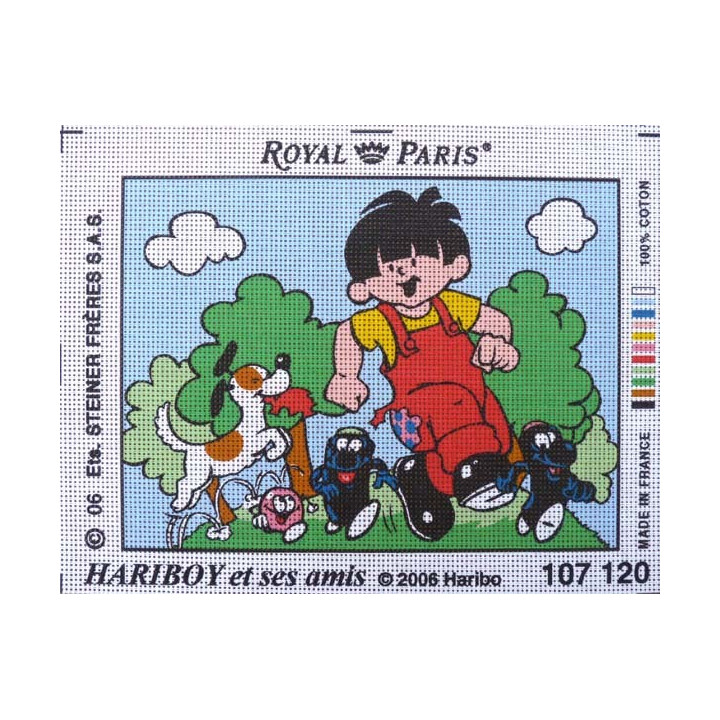 Canevas à broder 22 x 30 cm marque ROYAL PARIS thème HARIBOY ET SES AMIS