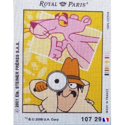Canevas à broder 22 x 30 cm marque ROYAL PARIS thème LA PANTHERE ROSE