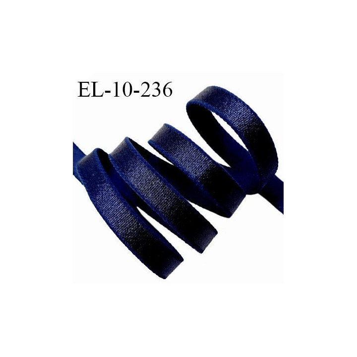 Elastique 10 mm bretelle et lingerie couleur bleu marine brillant sur une face allongement +30% largeur 10 mm prix au mètre