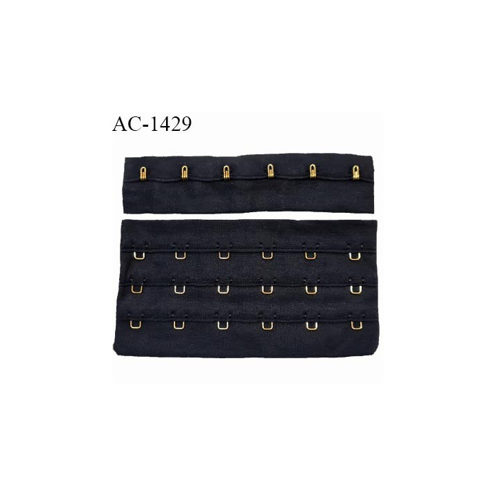 Bande Agrafe 11 cm haut de gamme pour soutien gorge 3 rangés 6 crochets dorés couleur noir très doux au toucher prix à l'unité