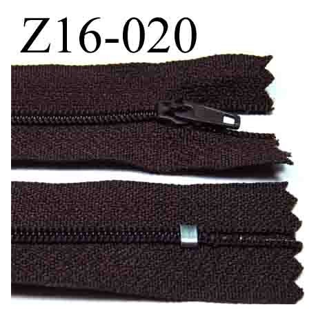 fermeture éclair longueur 16 cm couleur marron non séparable zip nylon largeur 2.5 cm largeur du zip 4 mm