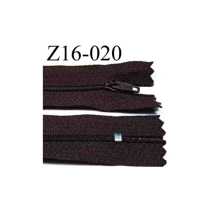 fermeture éclair longueur 16 cm couleur marron non séparable zip nylon largeur 2.5 cm largeur du zip 4 mm