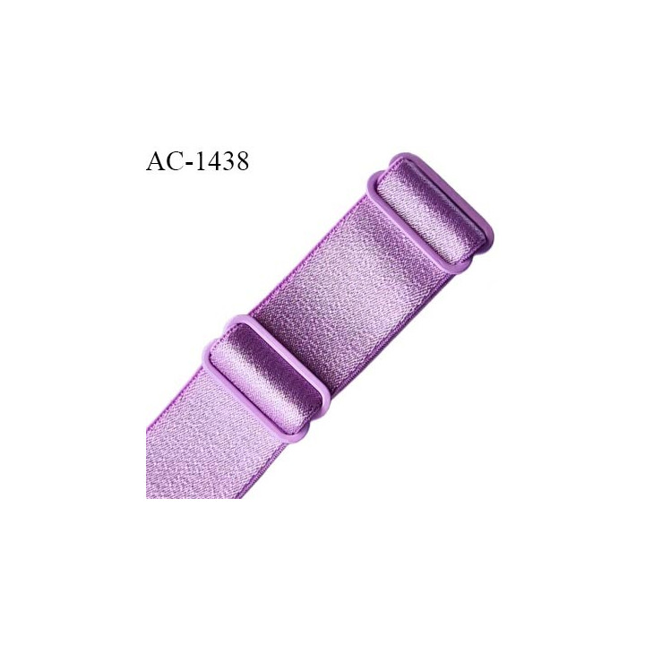 Bretelle lingerie SG 16 mm très haut de gamme couleur parme myosotis brillant avec 2 barrettes longueur 22 cm prix à l'unité