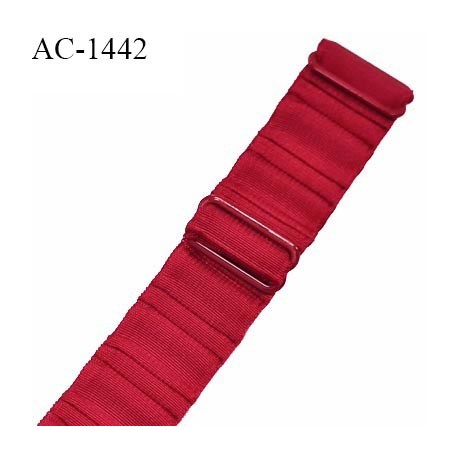 Bretelle lingerie SG 24 mm très haut de gamme couleur rouge baiser avec 2 barrettes largeur 24 mm longueur 30 cm prix à l'unité