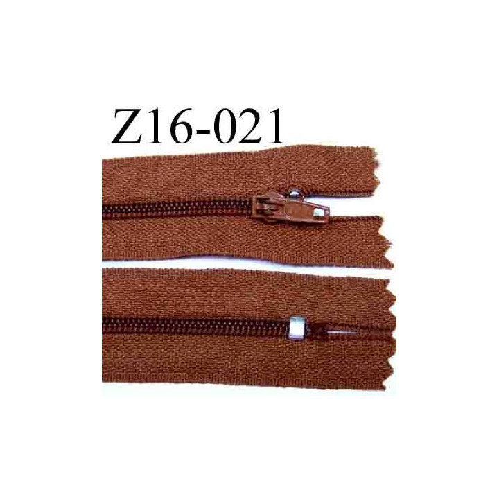 fermeture éclair longueur 16 cm couleur marron non séparable zip nylon largeur 2.5 cm largeur du zip 4 mm 