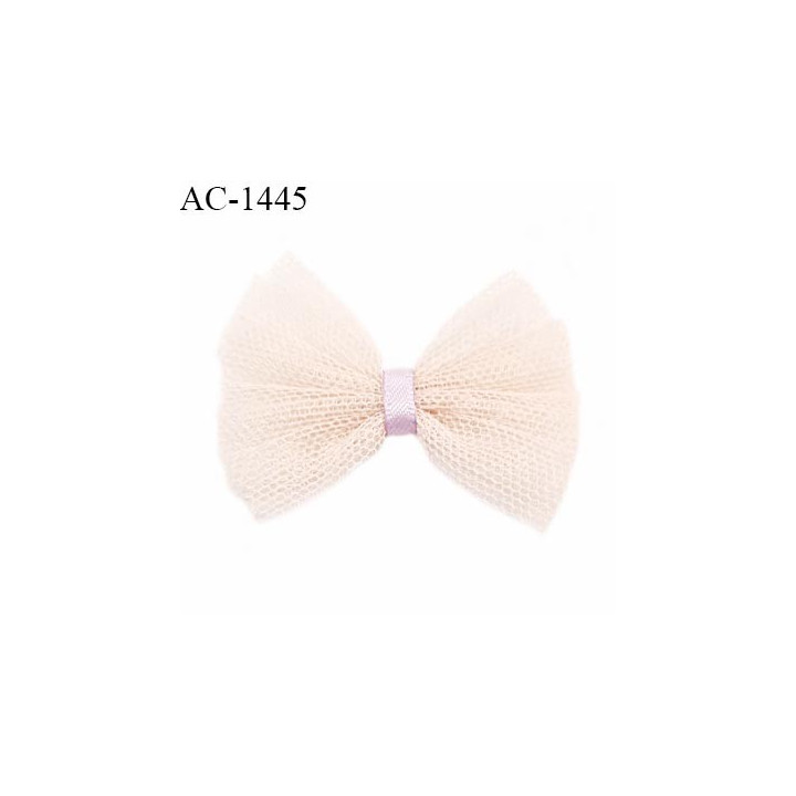 Noeud lingerie haut de gamme couleur beige rosé et parme largeur 45 mm hauteur 40 mm prix à la pièce
