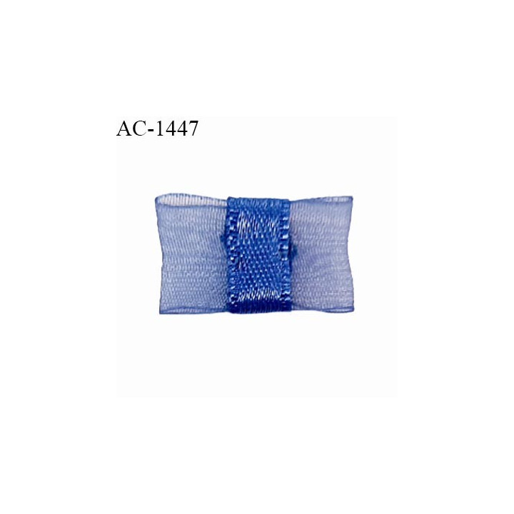 Noeud lingerie 20 mm haut de gamme en mousseline mate et centre satin couleur bleu summer blue prix à l'unité