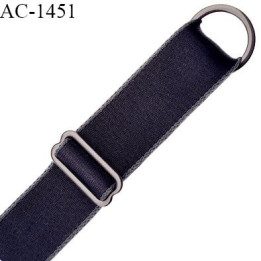 Bretelle lingerie SG 16 mm très haut de gamme couleur gris caviar avec 1 barrette 1 anneau longueur 30 cm prix à l'unité