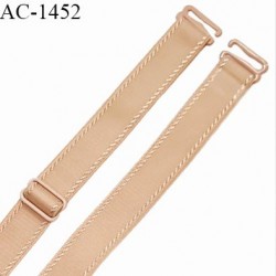 Bretelle lingerie SG 16 mm haut de gamme couleur caramel blond avec 1 barrette + 2 crochets longueur 38 cm prix à l'unité