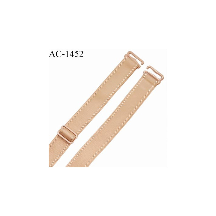 Bretelle lingerie SG 16 mm haut de gamme couleur caramel blond avec 1 barrette + 2 crochets longueur 38 cm prix à l'unité