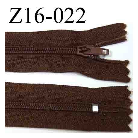 fermeture éclair longueur 16 cm couleur marron non séparable zip nylon largeur 2.5 cm largeur du zip 4 mm 