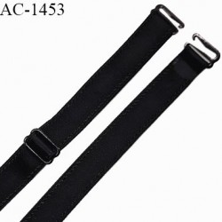 Bretelle lingerie SG 16 mm très haut de gamme couleur noir avec 1 barrette + 2 crochets longueur 38 cm prix à l'unité