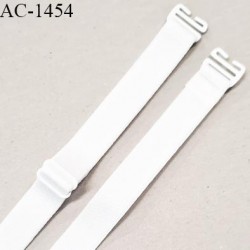 Bretelle lingerie SG 16 mm très haut de gamme couleur blanc brillant avec 1 barrette + 2 crochets longueur 38 cm prix à l'unité