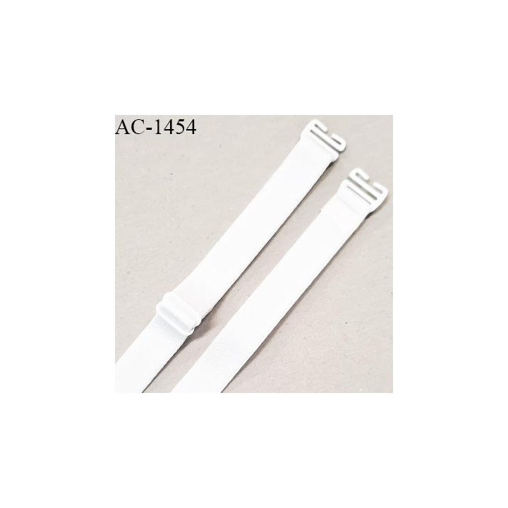 Bretelle lingerie SG 16 mm très haut de gamme couleur blanc brillant avec 1 barrette + 2 crochets longueur 38 cm prix à l'unité