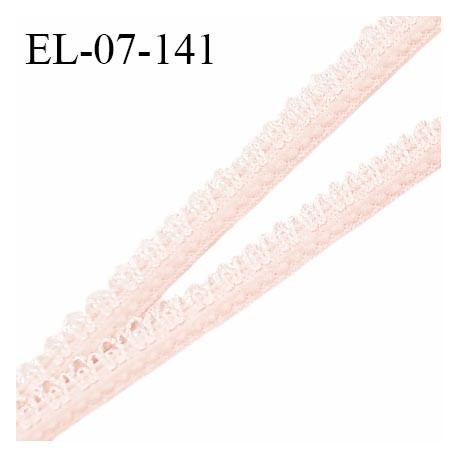 Elastique picot 7 mm lingerie couleur rose pâle haut de gamme fabriqué en France pour une grande marque prix au mètre