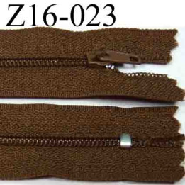 fermeture éclair longueur 16 cm couleur marron non séparable zip nylon largeur 2.5 cm largeur du zip 4 mm   
