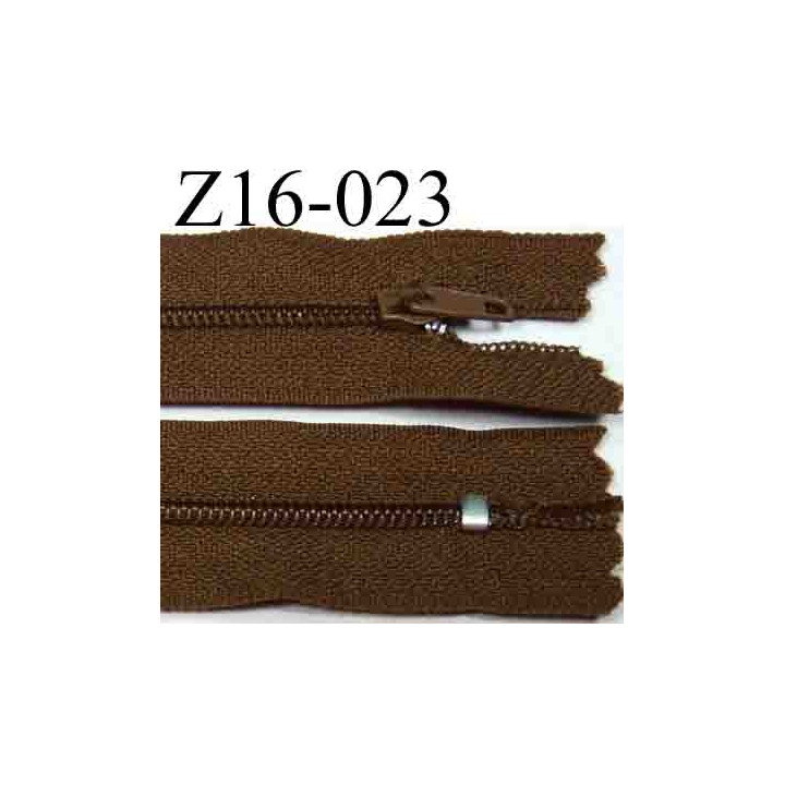 fermeture éclair longueur 16 cm couleur marron non séparable zip nylon largeur 2.5 cm largeur du zip 4 mm   