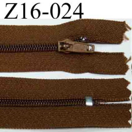 fermeture éclair longueur 16 cm couleur marron non séparable zip nylon largeur 2.5 cm largeur du zip  4 mm 