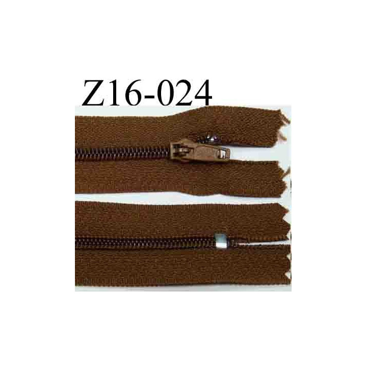 fermeture éclair longueur 16 cm couleur marron non séparable zip nylon largeur 2.5 cm largeur du zip  4 mm 