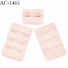 Agrafe 40 mm attache SG haut de gamme couleur rose pastel 3 rangées 2 crochets fabriqué en France prix à l'unité