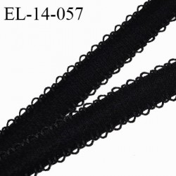 Elastique 14 mm bretelle lingerie haut de gamme couleur noir largeur 10 mm + 2 mm de picots de chaque côté prix au mètre