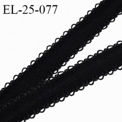 Elastique 26 mm lingerie haut de gamme couleur noir largeur 22 mm + 2 mm de picots de chaque côté prix au mètre