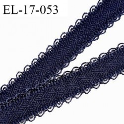 Elastique 16 mm lingerie et bretelle couleur bleu nuit ou pierre de lune avec motifs et picots prix au mètre