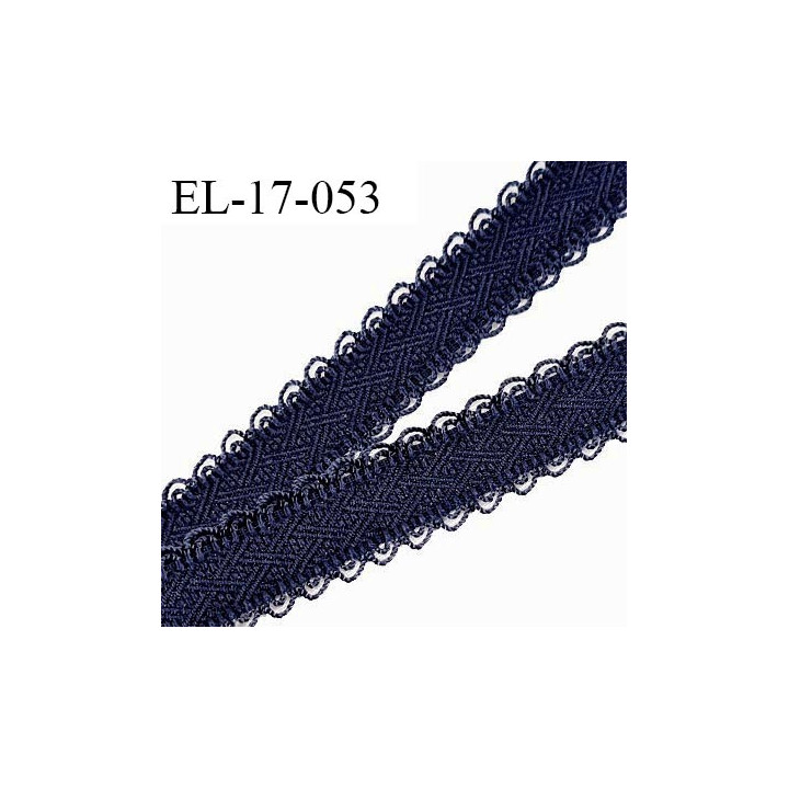 Elastique 16 mm lingerie et bretelle couleur bleu nuit ou pierre de lune avec motifs et picots prix au mètre