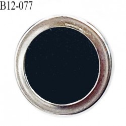 Bouton 12 mm pvc recouvert de tissus couleur noir et métal chromé accroche avec un anneau diamètre 12 mm prix à la pièce