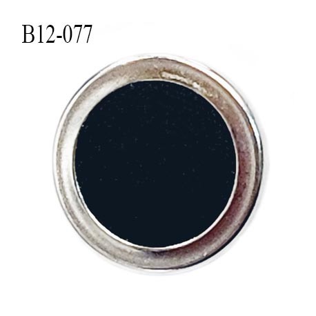 Bouton 12 mm pvc couleur noir et métal chromé accroche avec un anneau diamètre 12 mm  prix à la pièce