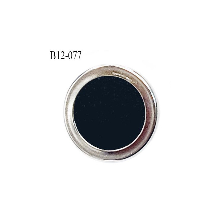 Bouton 12 mm pvc couleur noir et métal chromé accroche avec un anneau diamètre 12 mm  prix à la pièce
