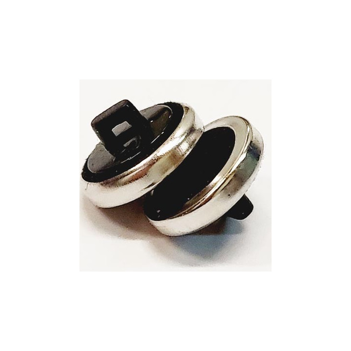Bouton 12 mm pvc couleur noir et métal chromé accroche avec un anneau diamètre 12 mm  prix à la pièce