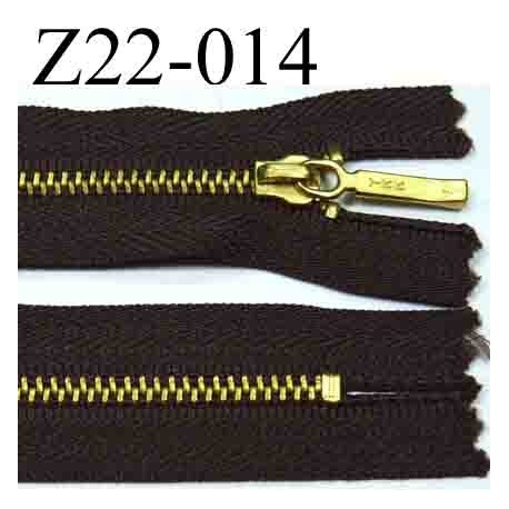 fermeture zip à glissière YKK longueur 22 cm couleur marron non séparable  largeur 2,8 cm zip métal largeur 4.3 mm