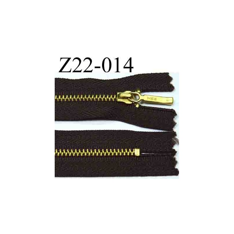 fermeture zip à glissière YKK longueur 22 cm couleur marron non séparable  largeur 2,8 cm zip métal largeur 4.3 mm