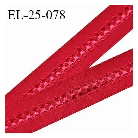 Elastique 24 mm bretelle et lingerie couleur rouge fusion fabriqué en France pour une grande marque largeur 24 mm prix au mètre